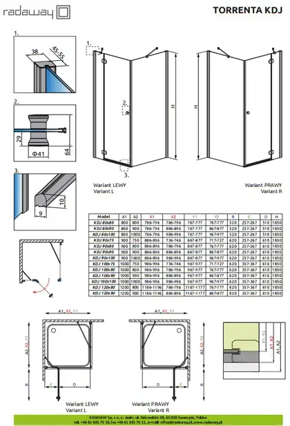 Душевая кабина Radaway Torrenta KDJ 1200 x 900 мм (32245-01-05NL) фото 2 Aquada.com.ua