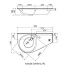 Раковина угловая Ravak Avocado Comfort 950х530х190 мм (левый вариант) (XJ9L1100000) фото 4 Aquada.com.ua