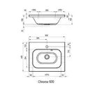 Раковина подвесная Ravak Chrome 600 х 490 мм (со скрытым переливом) (XJG01260000) фото 2 Aquada.com.ua