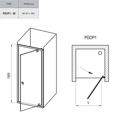 Душевая дверь Ravak Pivot PDOP1 900 х h1900 мм (профиль - чёрный, стекло - прозрачное) (03G70300Z1) фото 3 Aquada.com.ua Душевая дверь Ravak Pivot PDOP1 900 х h1900 мм (профиль - чёрный, стекло - прозрачное) (03G70300Z1) фото 3 Aquada.com.ua