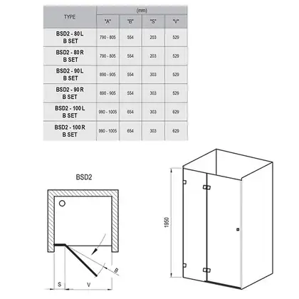 Душевые двери Ravak Brilliant BSD2-100 A-L (профиль - хром; стекло - Transparent (прозрачный)) (0ULAAA00Z1) фото 2 Aquada.com.ua