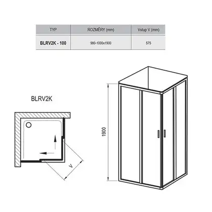 Душевая кабина Ravak Blix BLRV2K - 100 (профиль - белый, стекло - transparent) (1XVA0100Z1) фото 2 Aquada.com.ua Душевая кабина Ravak Blix BLRV2K - 100 (профиль - белый, стекло - transparent) (1XVA0100Z1) фото 2 Aquada.com.ua