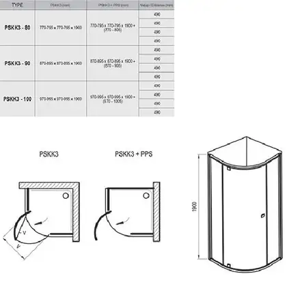 Душевая кабина Ravak Pivot (профиль - белый; стекло - Transparent (прозрачный)) PSKK3-90, h=1900 мм (37677100Z1) фото 2 Aquada.com.ua
