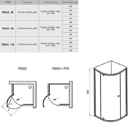 Душевая кабина Ravak Pivot (профиль - сатин; стекло - Transparent (прозрачный)) PSKK3-90, h=1900 мм (37677U00Z1) фото 2 Aquada.com.ua