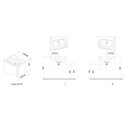 Тумба под раковину угловая Ravak 10° 550х485х450 мм L, серая (X000000740) фото 2 Aquada.com.ua Тумба под раковину угловая Ravak 10° 550х485х450 мм L, серая (X000000740) фото 2 Aquada.com.ua