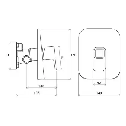 Душевой смеситель скрытого монтажа, для R-box Ravak 10° TD 066.00 хром (X070071) фото 2 Aquada.com.ua