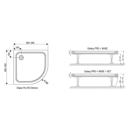 Душевой поддон Ravak Galaxy Pro Chrome 900х900 мм (XA247701010) фото 3 Aquada.com.ua