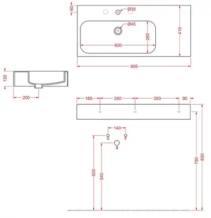ARTCERAM Раковина подвесная ArtCeram BLOCK 90х41 см BKL002 фото 3 Aquada.com.ua ARTCERAM Раковина подвесная ArtCeram BLOCK 90х41 см BKL002 фото 3 Aquada.com.ua