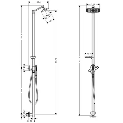 Душевая система с термостатом Axor Urquiola Showerpipe (цвет - хром) (11901000) фото 4 Aquada.com.ua Душевая система с термостатом Axor Urquiola Showerpipe (цвет - хром) (11901000) фото 4 Aquada.com.ua
