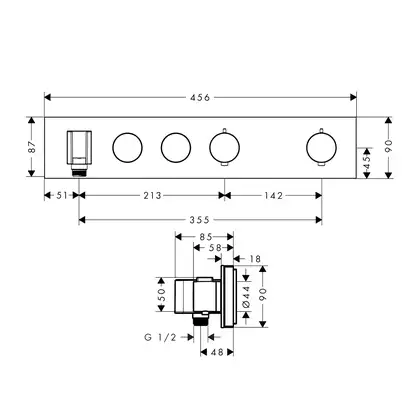 Термостат для скрытого монтажа Axor ShowerSolutions 460/90 на 2 потребителя (цвет - satin black) (18355350) фото 2 Aquada.com.ua Термостат для скрытого монтажа Axor ShowerSolutions 460/90 на 2 потребителя (цвет - satin black) (18355350) фото 2 Aquada.com.ua