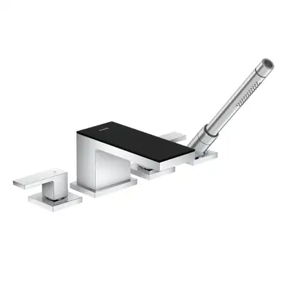 Смеситель на борт ванны Axor MyEdition (цвет - хром/чёрное стекло), с душевым гарнитуром (47430600) фото 1 Aquada.com.ua Смеситель на борт ванны Axor MyEdition (цвет - хром/чёрное стекло), с душевым гарнитуром (47430600) фото 1 Aquada.com.ua