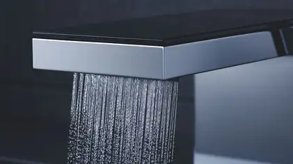 Смеситель для ванны напольный Axor MyEdition (цвет - хром/чёрное стекло), с душевым гарнитуром (47440600) фото 2 Aquada.com.ua