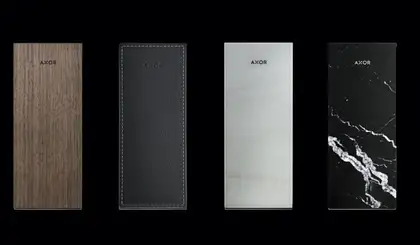 Смеситель для ванны напольный Axor MyEdition (цвет - хром/мрамор), с душевым гарнитуром (47442000+47910000) фото 2 Aquada.com.ua