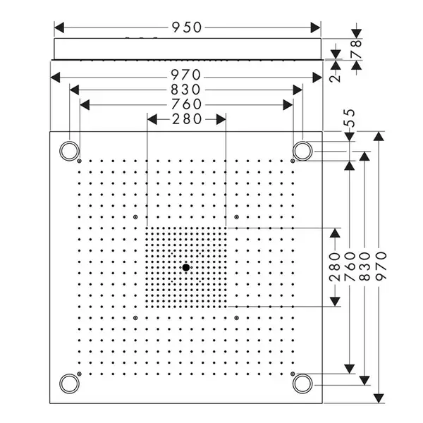 Верхний душ Axor ShowerSolutions 970 x 970 мм, с подсветкой (цвет - хром), 3 типа струи (10623800) фото 7 Aquada.com.ua Верхний душ Axor ShowerSolutions 970 x 970 мм, с подсветкой (цвет - хром), 3 типа струи (10623800) фото 7 Aquada.com.ua