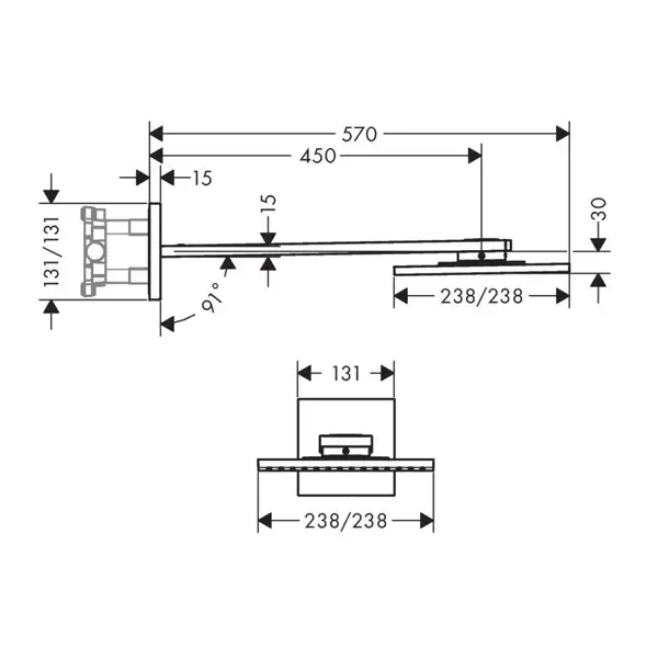 Верхний душ 250 х 250 мм Axor ShowerSolutions (цвет - матовый латунь), 2 вида струи (35310950) фото 2 Aquada.com.ua Верхний душ 250 х 250 мм Axor ShowerSolutions (цвет - матовый латунь), 2 вида струи (35310950) фото 2 Aquada.com.ua