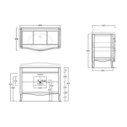Тумба под раковину Simas Arcade 97 x 54 x h80,5 см, белый глянец (ARM4) фото 2 Aquada.com.ua