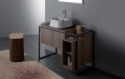 Тумба под раковину с консолью Simas Frame 105 х 57 х h72 см, дуб тёмный (FM1 Rovere scuro) фото 3 Aquada.com.ua Тумба под раковину с консолью Simas Frame 105 х 57 х h72 см, дуб тёмный (FM1 Rovere scuro) фото 3 Aquada.com.ua