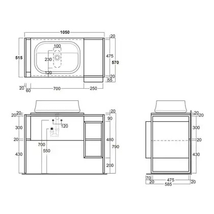 Тумба под раковину с консолью Simas Frame 105 х 57 х h72 см, дуб тёмный (FM1 Rovere scuro) фото 5 Aquada.com.ua Тумба под раковину с консолью Simas Frame 105 х 57 х h72 см, дуб тёмный (FM1 Rovere scuro) фото 5 Aquada.com.ua