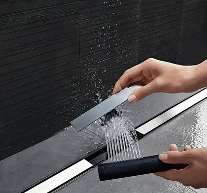 Корпус дренажных каналов Geberit CleanLine 154.152.00.1 (высота от 65мм) + Дренажный канал обрезной 30-130 см Geberit CleanLine20, нержавеющая сталь (154.152.00.1+154.451.KS.1) фото 3 Aquada.com.ua