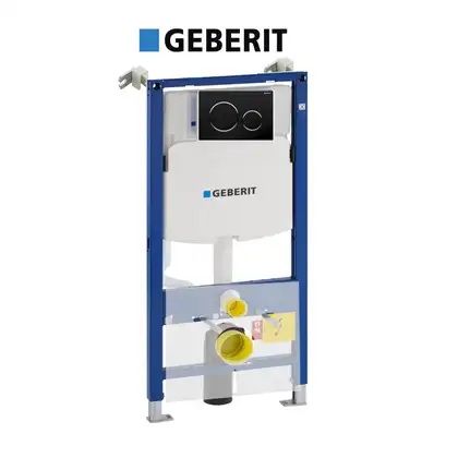 Инсталляция Geberit Duofix UP320 (4-в-1) комплект клавиша чорная (111.300.00.5 + 115.882.KM.1) фото 1 Aquada.com.ua