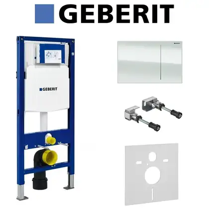 Инсталляция Geberit Duofix (3-в-1) в комплекте с клавишей Sigma 70, белый/алюминий (111.300.00.5+156.050.00.1+111.815.00.1+115.620.SI.1) фото 1 Aquada.com.ua
