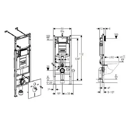 Инсталляция Geberit Duofix 111.362.00.5 (4-в-1) комплект (клавиша белая) 115.770.11.5 (111.362.00.5 + 115.770.11.5) фото 2 Aquada.com.ua
