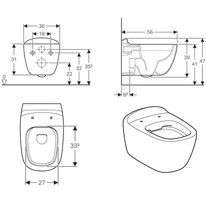 Унитаз подвесной Rimfree (безободковый) Geberit Citterio, с сиденьем Soft Close (500.510.01.1+500.540.01.1) фото 4 Aquada.com.ua Унитаз подвесной Rimfree (безободковый) Geberit Citterio, с сиденьем Soft Close (500.510.01.1+500.540.01.1) фото 4 Aquada.com.ua