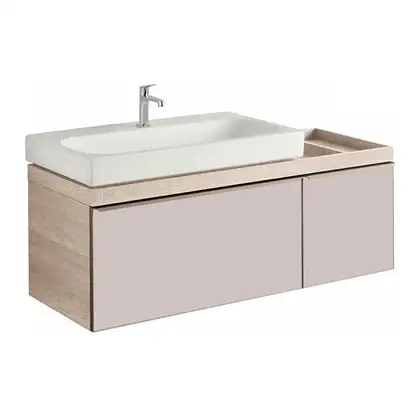 GEBERIT Тумба под раковину Keramag Citterio 1334х554х504 мм, полочка справа (панель - бежевая; корпус - светлый дуб) (500.567.JI.1) фото 1 Aquada.com.ua