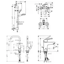 Набор смеситель для ванны и кухни 4-в-1 Hansgrohe Logis Loop/Crometta/Focus (цвет - хром) (1172019) фото 8 Aquada.com.ua