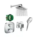 Душевая система скрытого монтажа с термостатом Hansgrohe (цвет - хром) (1570800+27385000+01800180+26485000+26520000+28276000) фото 2 Aquada.com.ua