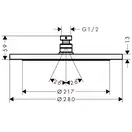 Верхний душ Hansgrohe Croma Ø 280 мм, 1 тип струи (цвет - белый матовый) (26220700) фото 2 Aquada.com.ua