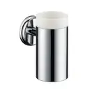 Стакан для зубных щеток с держателем Hansgrohe Logis Classic (цвет - хром, керамика белая) (41618000) фото 1 Aquada.com.ua