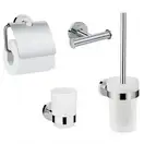 Набор аксессуаров 4-в1 Hansgrohe Logis (цвет - хром/стекло матовое, белое) (41723444) фото 1 Aquada.com.ua