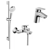 Набор смесителей для ванны 3-в-1 Hansgrohe Logis 70/ Crometta (цвет - хром/белый) (70002019)