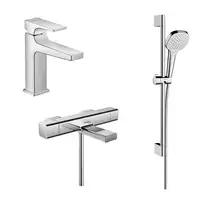 Набор смесителей для ванны с термостатом 3-в-1 Hansgrohe Metropol/Ecostat E/Croma Select E (цвет - хром) (157742020)