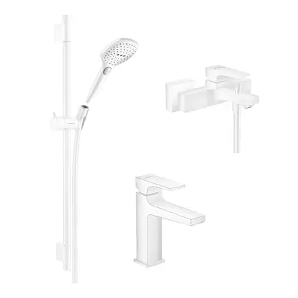 Набор смесителей для ванны 3-в-1 Hansgrohe Metropol /Raindance Select E (цвет - белый матовый) (1082020) фото 1 Aquada.com.ua Набор смесителей для ванны 3-в-1 Hansgrohe Metropol /Raindance Select E (цвет - белый матовый) (1082020) фото 1 Aquada.com.ua