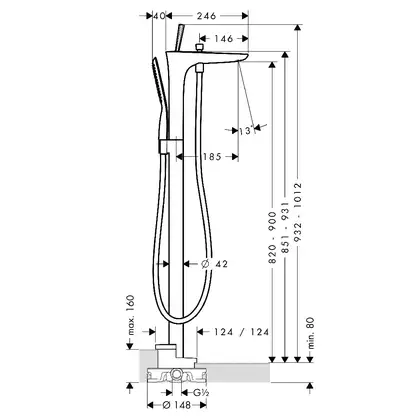 Смеситель отдельностоящий для ванны Hansgrohe PuraVida (цвет - хром/белый) (15473400) фото 4 Aquada.com.ua Смеситель отдельностоящий для ванны Hansgrohe PuraVida (цвет - хром/белый) (15473400) фото 4 Aquada.com.ua