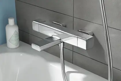Набор смесителей для ванны с термостатом 3-в-1 Hansgrohe Metropol/Ecostat E/Croma Select E (цвет - хром) (157742020) фото 3 Aquada.com.ua Набор смесителей для ванны с термостатом 3-в-1 Hansgrohe Metropol/Ecostat E/Croma Select E (цвет - хром) (157742020) фото 3 Aquada.com.ua