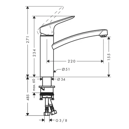 Набор смесителей для ванны и кухни 4-в-1 Hansgrohe Logis/Crometta (цвет - хром) (20200000) фото 8 Aquada.com.ua