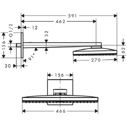 Верхний душ Hansgrohe Rainmaker Select 460 1jet (цвет - хром/белое стекло) (24003400) фото 2 Aquada.com.ua