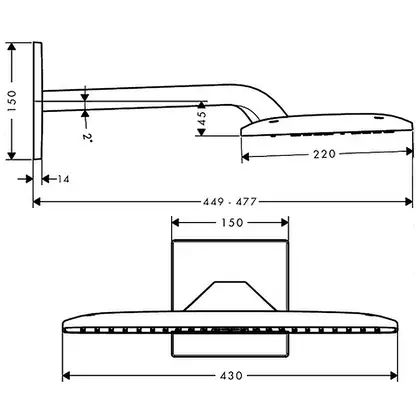Верхний душ (тропический душ) Hansgrohe Raindance E 420 AIR 2jet 430х220 мм (27373000) фото 5 Aquada.com.ua Верхний душ (тропический душ) Hansgrohe Raindance E 420 AIR 2jet 430х220 мм (27373000) фото 5 Aquada.com.ua