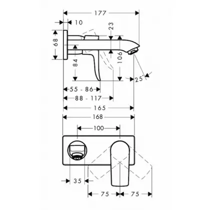 Смеситель для раковины, однорычажный Hansgrohe Metris (цвет - хром) (31085000) фото 2 Aquada.com.ua