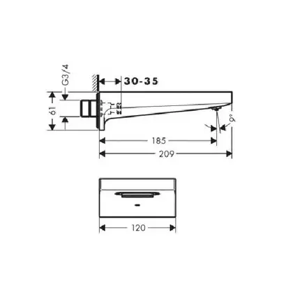 Излив для ванны Hansgrohe Metropol (цвет - хром) (32543000) фото 3 Aquada.com.ua Излив для ванны Hansgrohe Metropol (цвет - хром) (32543000) фото 3 Aquada.com.ua
