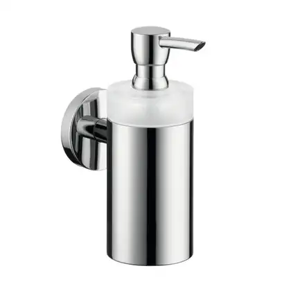 Дозатор для жидкого мыла Hansgrohe Logis (цвет - хром, стекло матовое), ёмкость 125 мл (40514000) фото 1 Aquada.com.ua Дозатор для жидкого мыла Hansgrohe Logis (цвет - хром, стекло матовое), ёмкость 125 мл (40514000) фото 1 Aquada.com.ua
