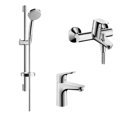 Набор смесителей для ванны 3-в-1 Hansgrohe Focus/Croma (цвет - хром) (467243) фото 1 Aquada.com.ua