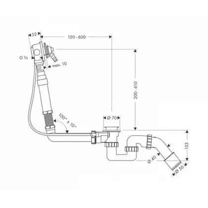 Слив-перелив Hansgrohe Exafill S (цвет - хром) (58116180) фото 2 Aquada.com.ua Слив-перелив Hansgrohe Exafill S (цвет - хром) (58116180) фото 2 Aquada.com.ua