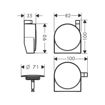Наружная часть сифона для ванны Hansgrohe Exafill S (цвет - хром) (58117000) фото 3 Aquada.com.ua Наружная часть сифона для ванны Hansgrohe Exafill S (цвет - хром) (58117000) фото 3 Aquada.com.ua