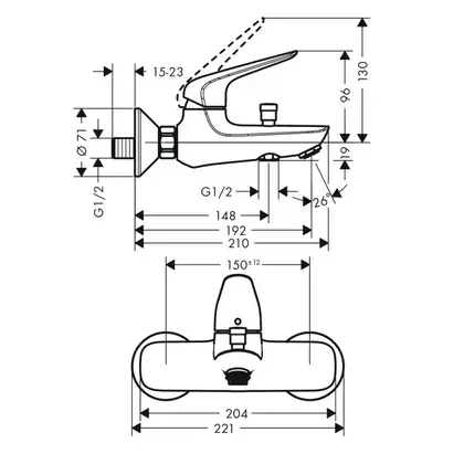 Набор смесителей для ванны 3-в-1 Hansgrohe Novus/Crometta (цвет - хром) (71040112) фото 5 Aquada.com.ua Набор смесителей для ванны 3-в-1 Hansgrohe Novus/Crometta (цвет - хром) (71040112) фото 5 Aquada.com.ua