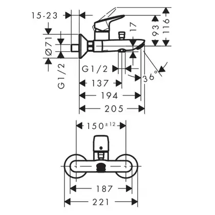 Набор смесителей для ванны 3-в-1 Hansgrohe Logis 100/Croma-100 Vario (цвет - хром) (711714310) фото 3 Aquada.com.ua Набор смесителей для ванны 3-в-1 Hansgrohe Logis 100/Croma-100 Vario (цвет - хром) (711714310) фото 3 Aquada.com.ua