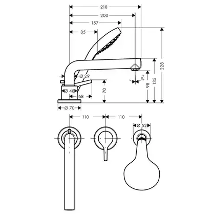 Смеситель на борт ванны Hansgrohe Talis S (цвет - хром), с душевым гарнитуром (72417000) фото 2 Aquada.com.ua Смеситель на борт ванны Hansgrohe Talis S (цвет - хром), с душевым гарнитуром (72417000) фото 2 Aquada.com.ua
